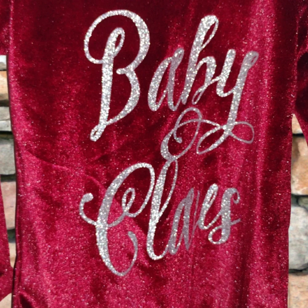 Tz ) Baby Claus Red Velvet Long Sleeve Bodysuit – Size 100 (Approx. 3T) – Christ